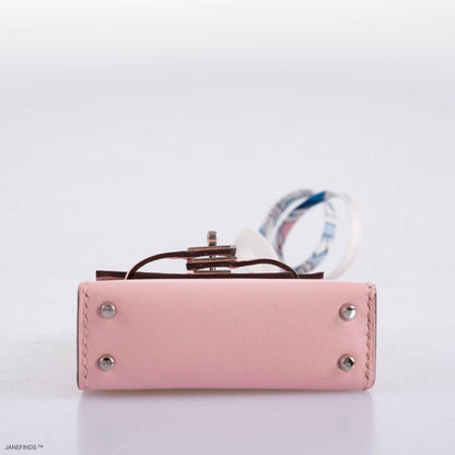 Hermes Micro Kelly Twilly Charm Rose Sakura Tadelakt Palladium Hardware - 2020, Y - image 4