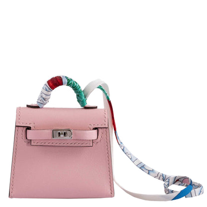 Hermes Micro Kelly Twilly Charm Rose Sakura Tadelakt Palladium Hardware - 2020, Y - image 1