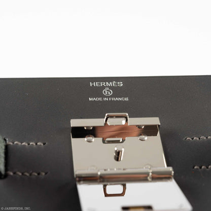 Hermès Minaudière petit h Box Bag, Gray, Saphir, Ambre Porosus Crocodile Silver Hardware - photo 11