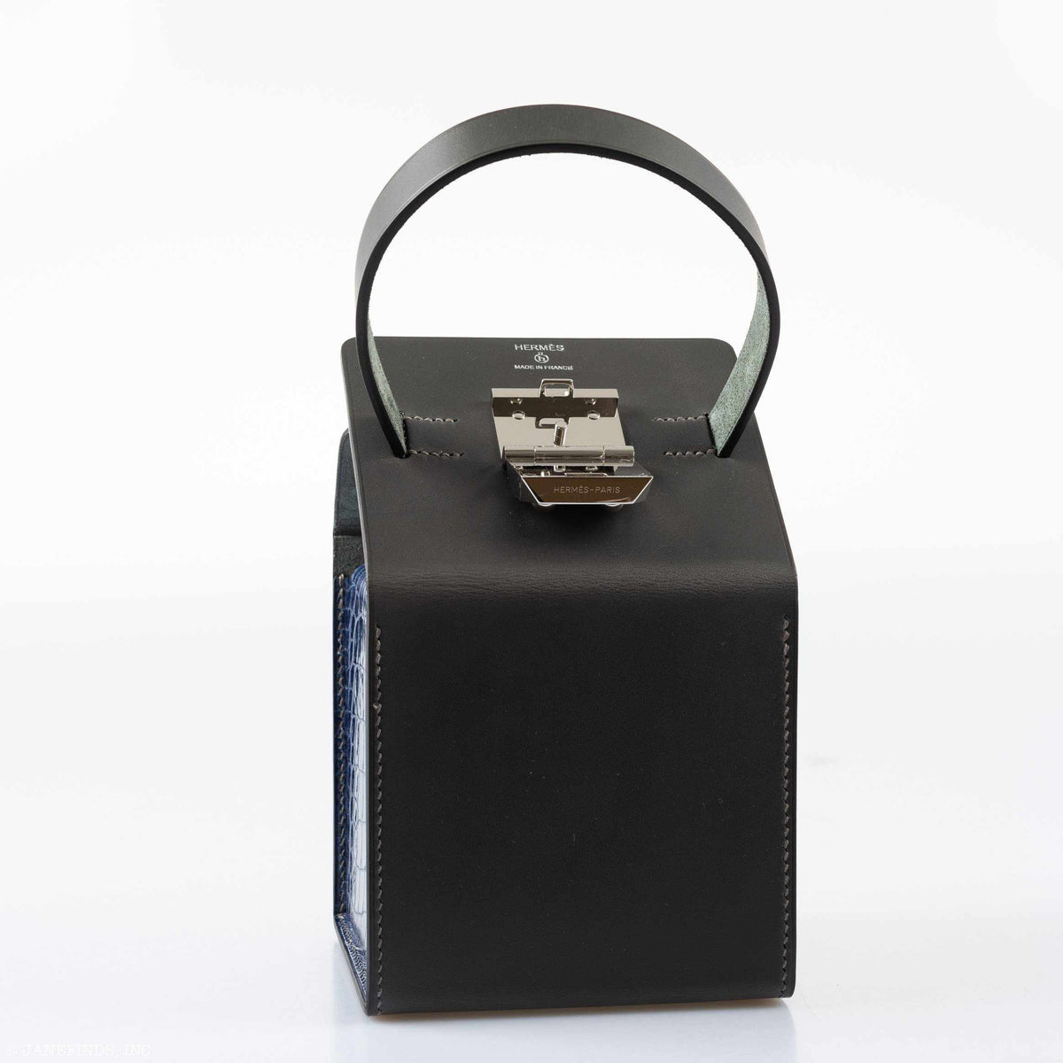 Hermès Minaudière petit h Box Bag, Gray, Saphir, Ambre Porosus Crocodile Silver Hardware - photo 8