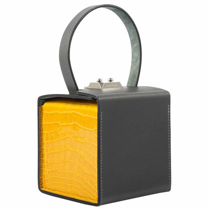 Hermès Minaudière petit h Box Bag, Gray, Saphir, Ambre Porosus Crocodile Silver Hardware - photo 1