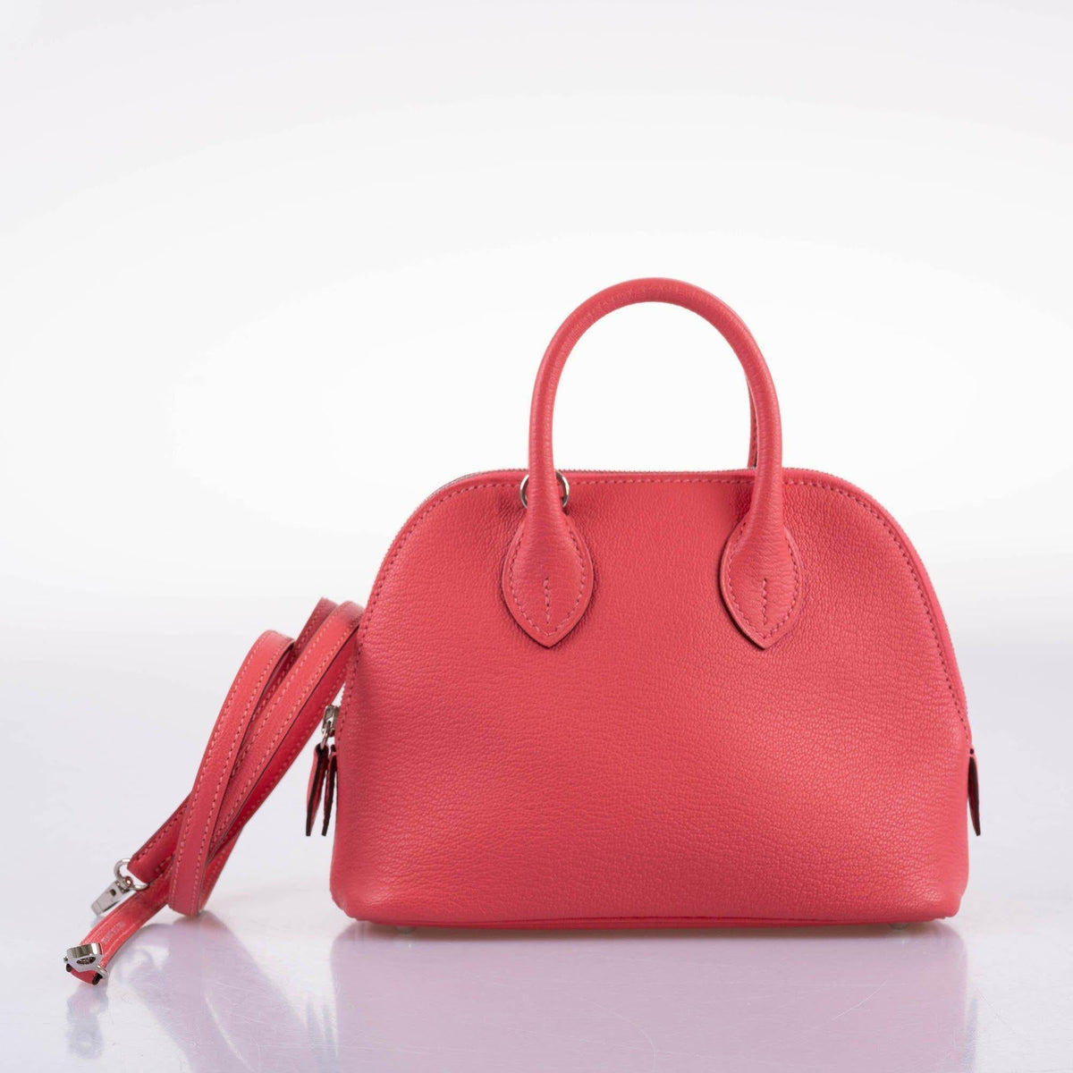 Hermes Mini Bolide 1923 Rose Lipstick Mysore Chevre leather Palladium Hardware - image 3