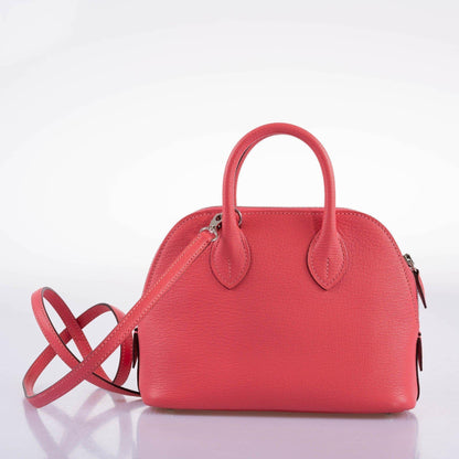 Hermes Mini Bolide 1923 Rose Lipstick Mysore Chevre leather Palladium Hardware - image 7