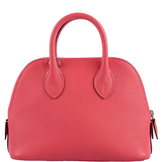 Hermes Mini Bolide 1923 Rose Lipstick Mysore Chevre leather Palladium Hardware - image 1