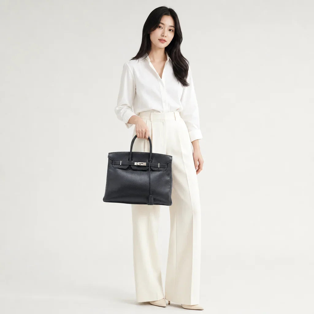 Hermes Birkin 35 Blue Indigo Square G Stamp - photo 1