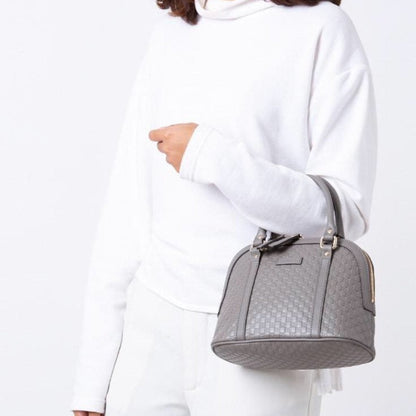 Gg Debossed Handbag In Grey - image 2