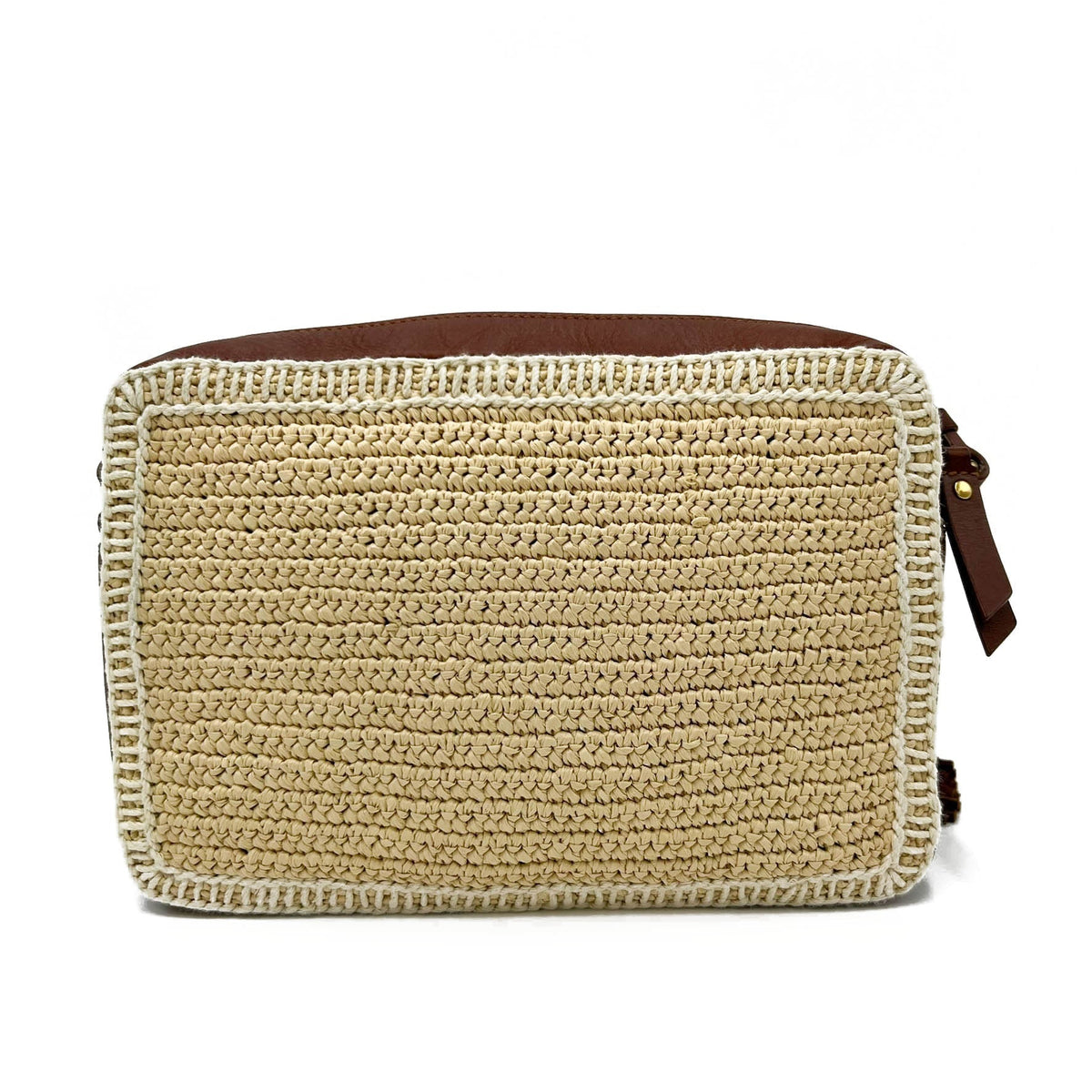 Saint Laurent Monogram Lou Camera Raffia Canvas Beige Brown Leather Shoulder Bag - photo 5