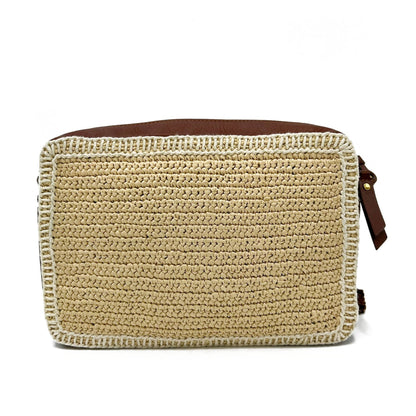 Saint Laurent Monogram Lou Camera Raffia Canvas Beige Brown Leather Shoulder Bag - photo 5