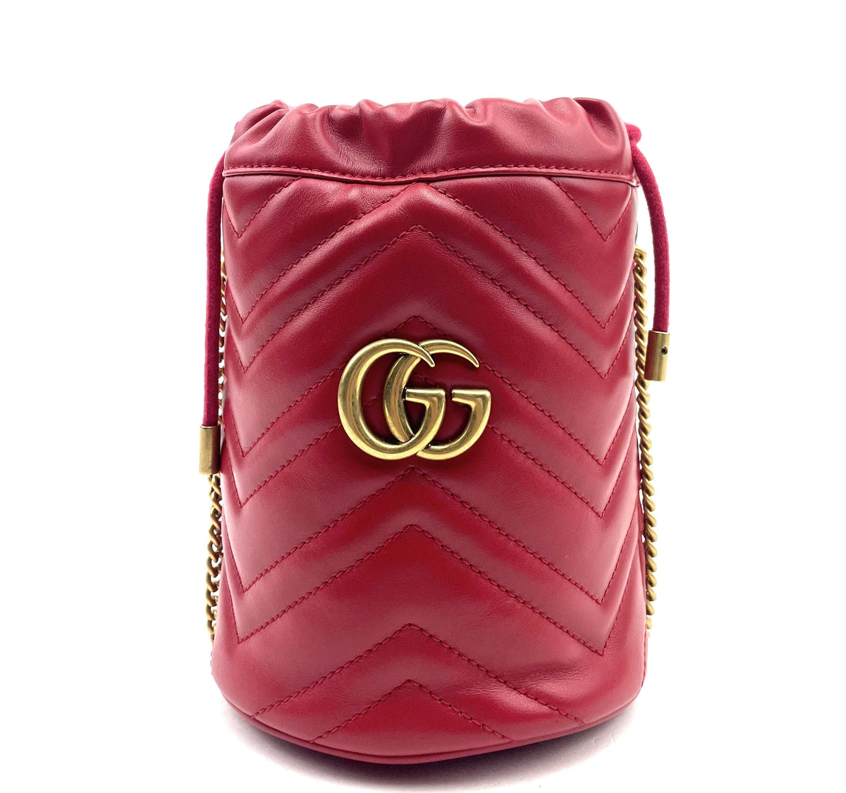 GUCCI Matelasse Mini GG Marmont 2.0 Bucket Bag Red - image 1