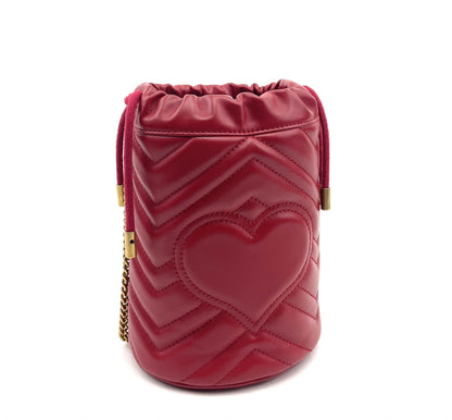 GUCCI Matelasse Mini GG Marmont 2.0 Bucket Bag Red - image 4