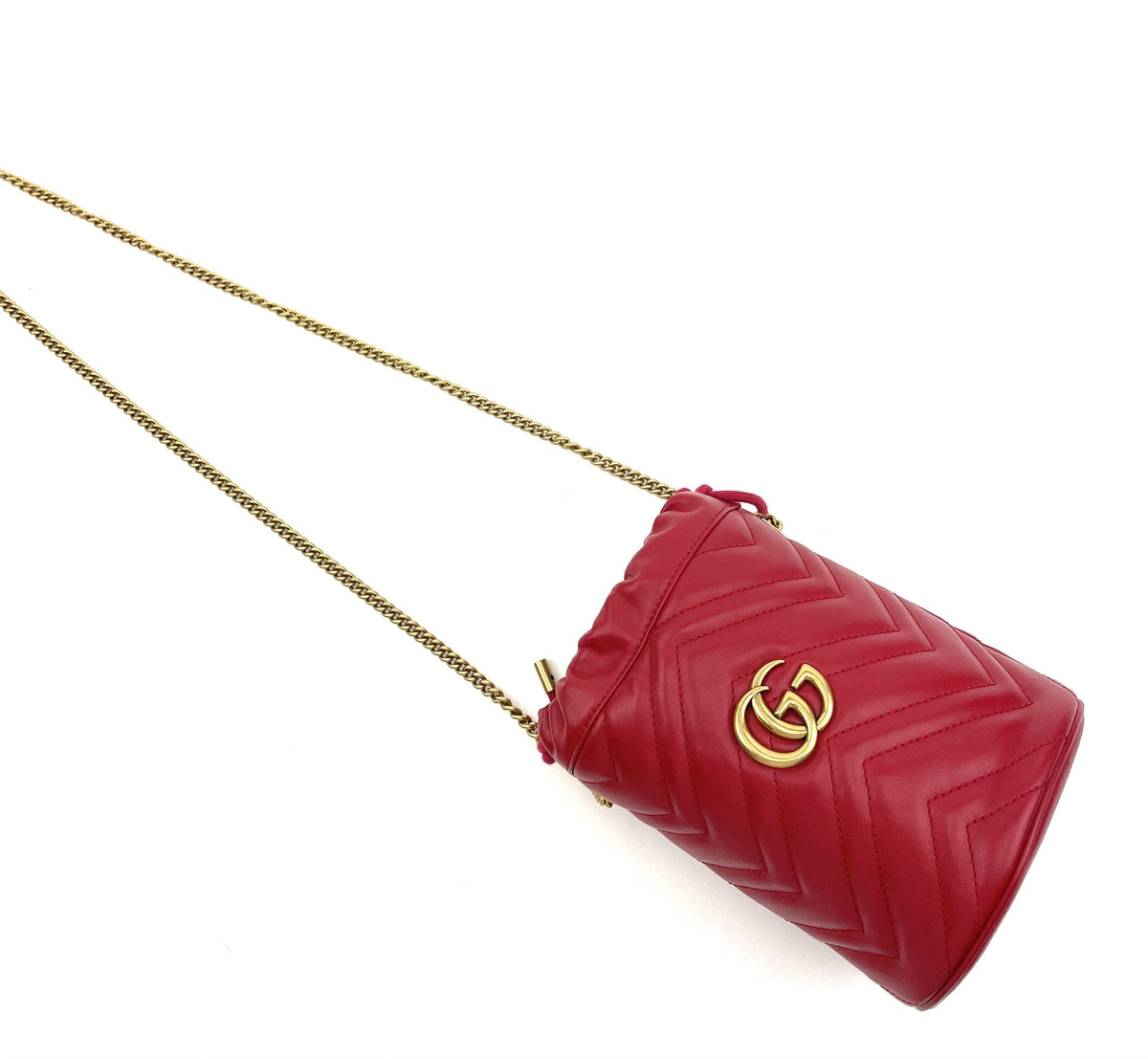 GUCCI Matelasse Mini GG Marmont 2.0 Bucket Bag Red - image 2