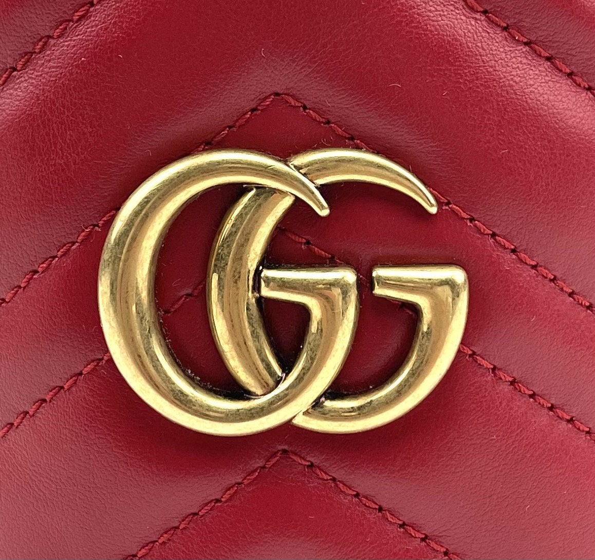 GUCCI Matelasse Mini GG Marmont 2.0 Bucket Bag Red - image 7