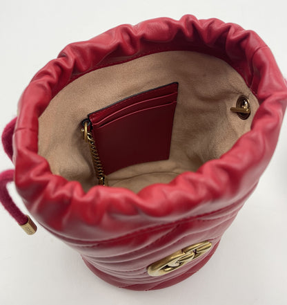 GUCCI Matelasse Mini GG Marmont 2.0 Bucket Bag Red - image 6