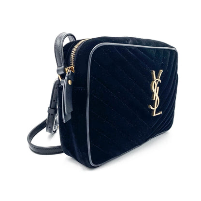 Saint Laurent Monogram Lou Camera Matelasse Black Velvet Shoulder Bag - image 5