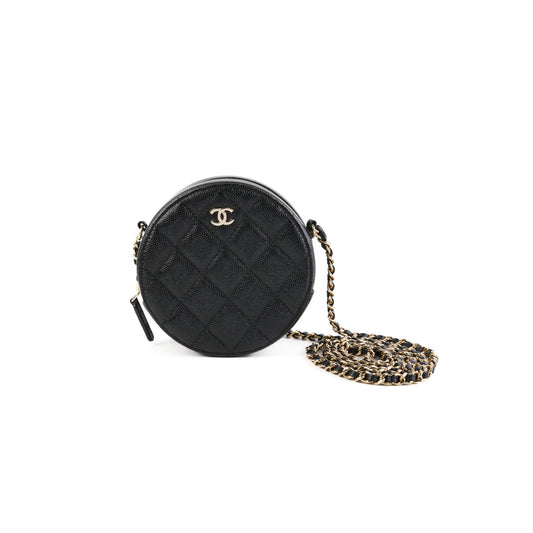 Chanel Mini Round Caviar Crossbody Bag Black - photo 1