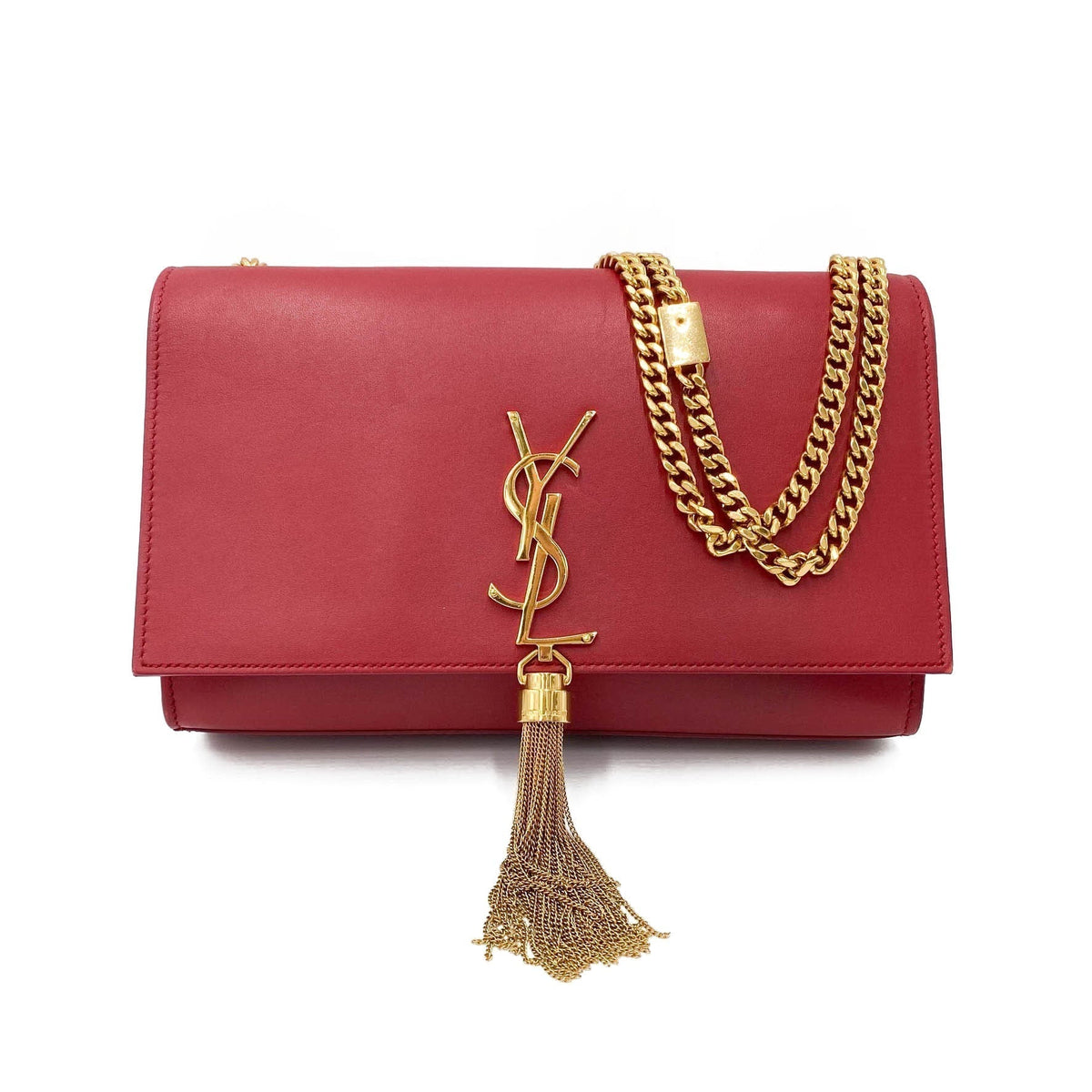 Saint Laurent Monogram Kate Smooth Medium Classic Tassel Red Calfskin Leather Satchel - photo 3
