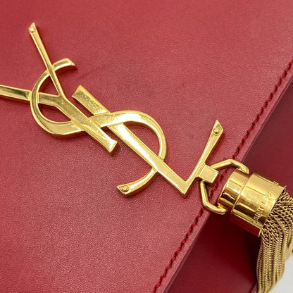 Saint Laurent Monogram Kate Smooth Medium Classic Tassel Red Calfskin Leather Satchel - photo 10