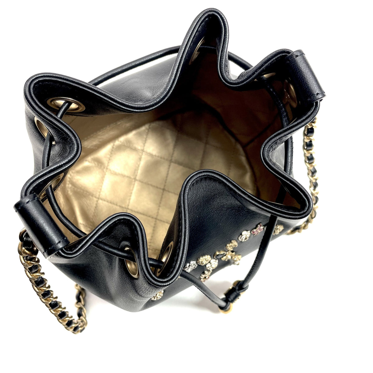 Chanel Logo Charm CC Lambskin Drawstring Bucket Bag - photo 7