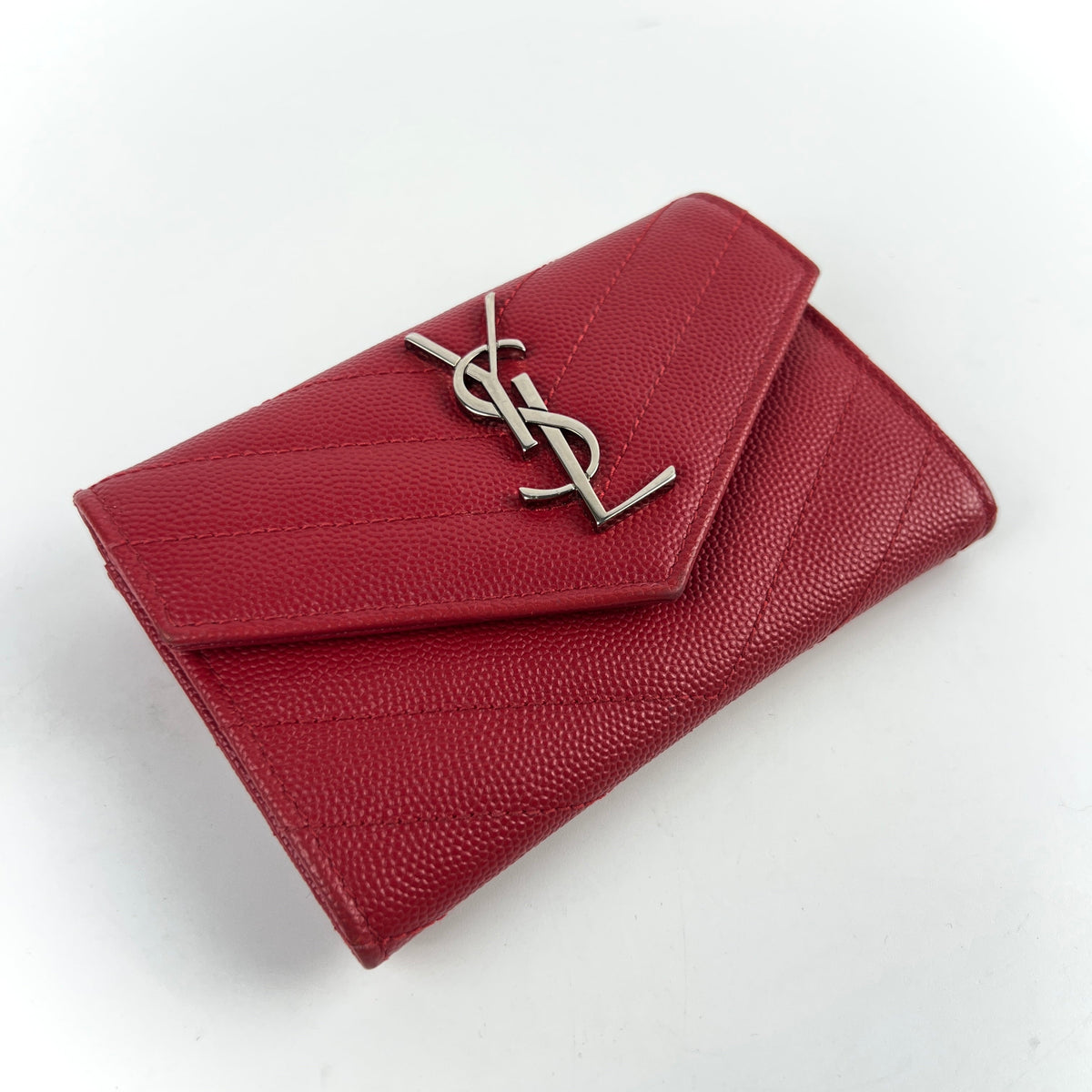 Saint Laurent Matelasse Small Envelope Wallet Red - photo 15