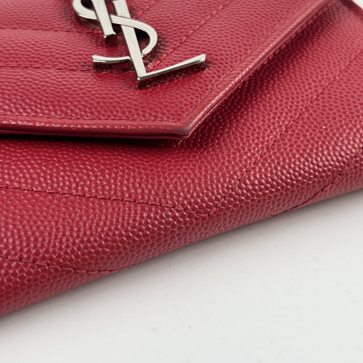 Saint Laurent Matelasse Small Envelope Wallet Red - photo 13