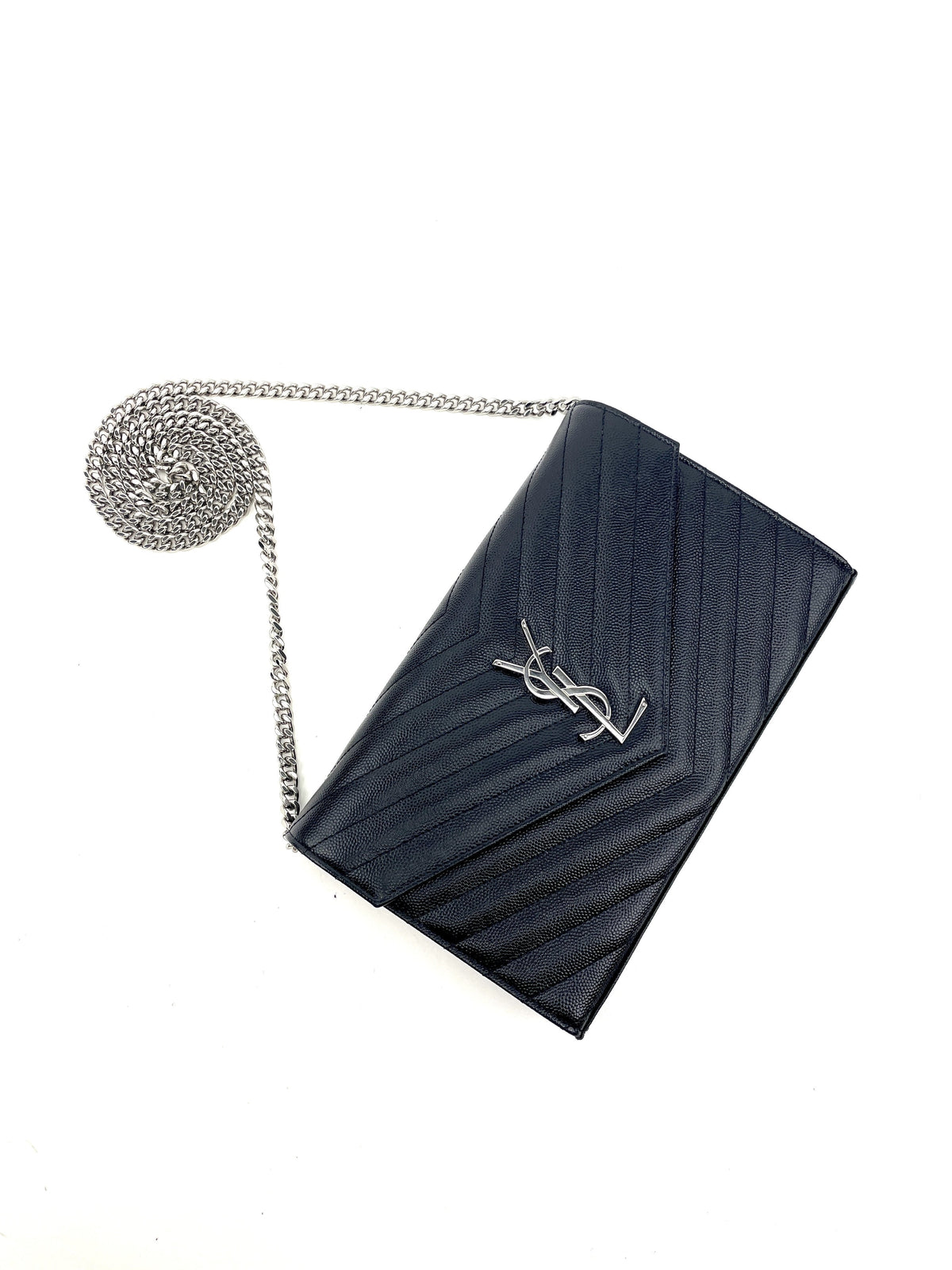 SAINT LAURENT Matelassé Envelope Wallet On Chain - image 4