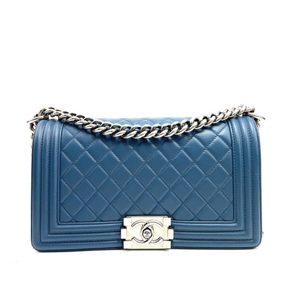 CHANEL Medium Quilted Boy Bag - Blue - image 1
