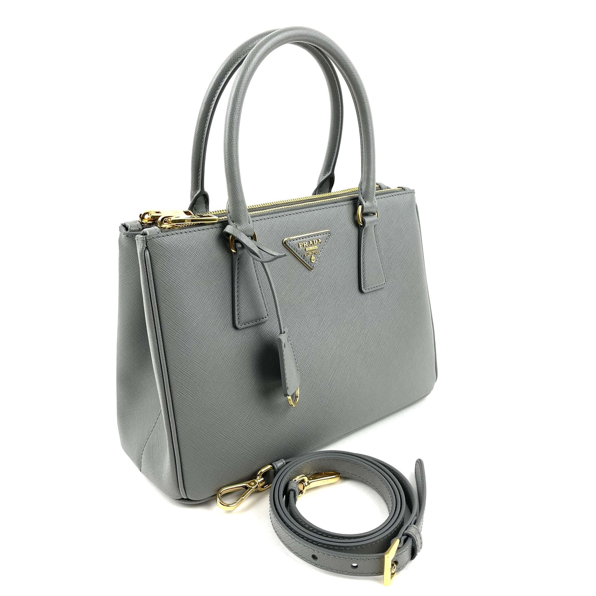 Prada Small Saffiano Cuir Tote w/Strap - Grey - photo 2