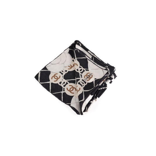 Chanel Silk Scarf Black/White - photo 1