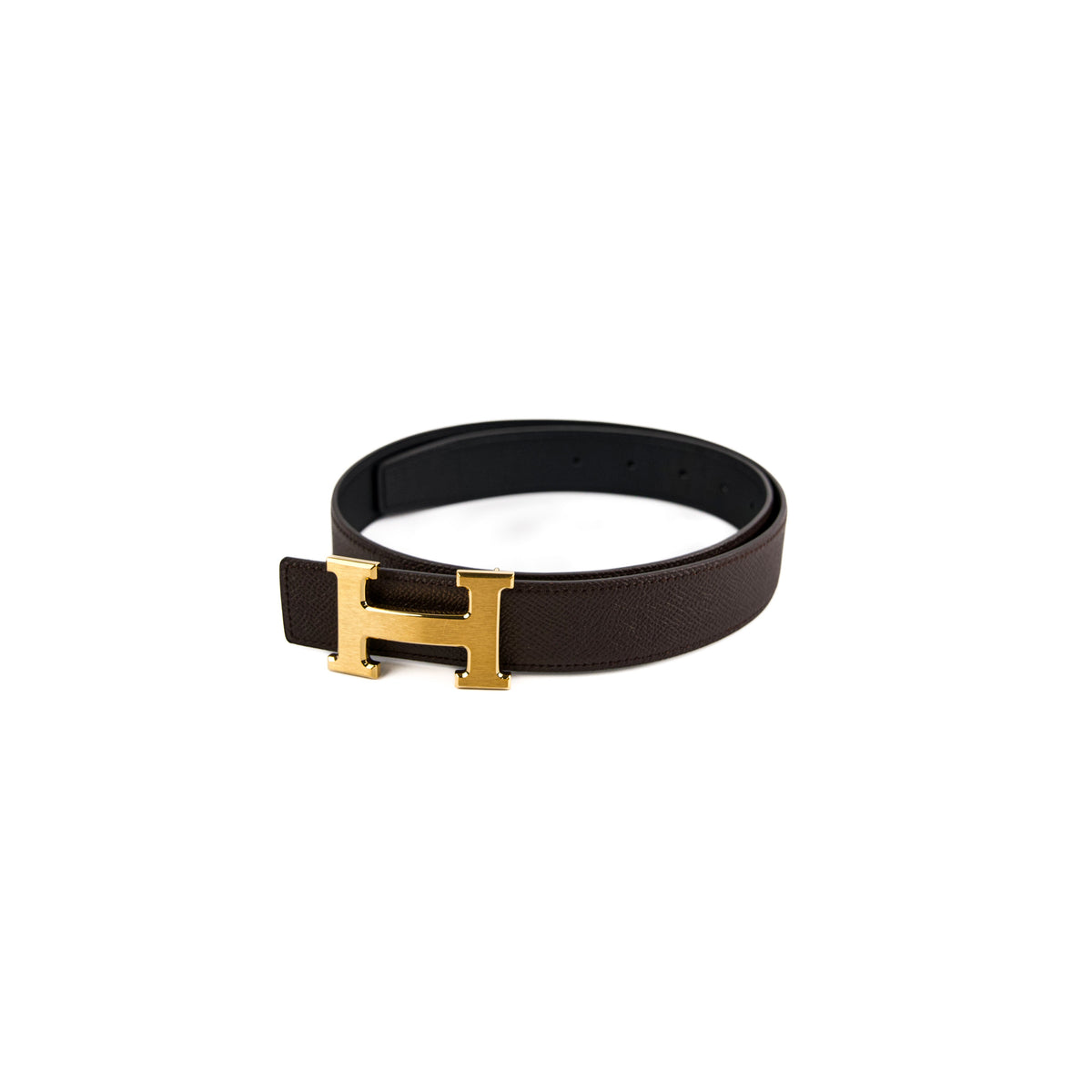 Hermes 32mm Reversible Belt Swift/Epsom - Noir/Chocolat (80cm) - photo 1