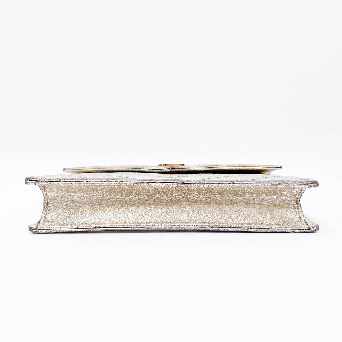 Saint Laurent Chain Wallet Monogram Envelope Metallic Calfskin Matelasse Chevron Pale Gold Leather Shoulder Bag - image 8