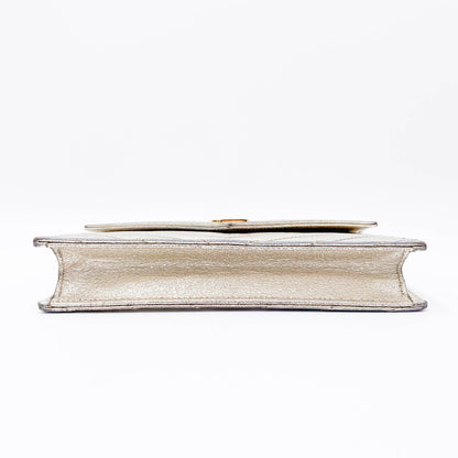 Saint Laurent Chain Wallet Monogram Envelope Metallic Calfskin Matelasse Chevron Pale Gold Leather Shoulder Bag - image 8