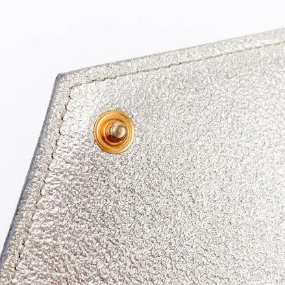 Saint Laurent Chain Wallet Monogram Envelope Metallic Calfskin Matelasse Chevron Pale Gold Leather Shoulder Bag - image 14