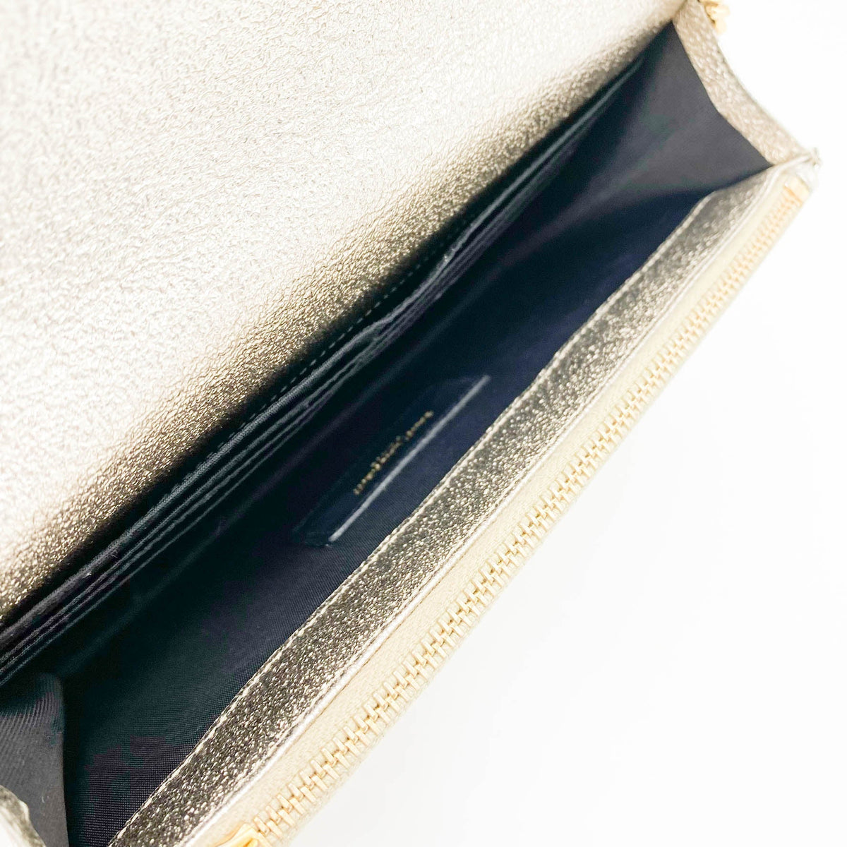 Saint Laurent Chain Wallet Monogram Envelope Metallic Calfskin Matelasse Chevron Pale Gold Leather Shoulder Bag - image 16