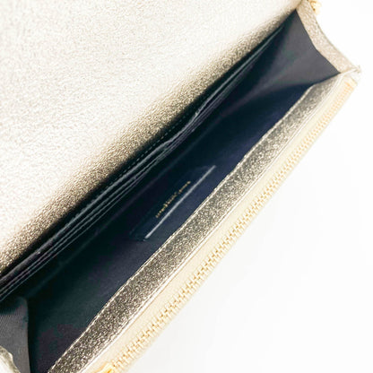 Saint Laurent Chain Wallet Monogram Envelope Metallic Calfskin Matelasse Chevron Pale Gold Leather Shoulder Bag - image 16