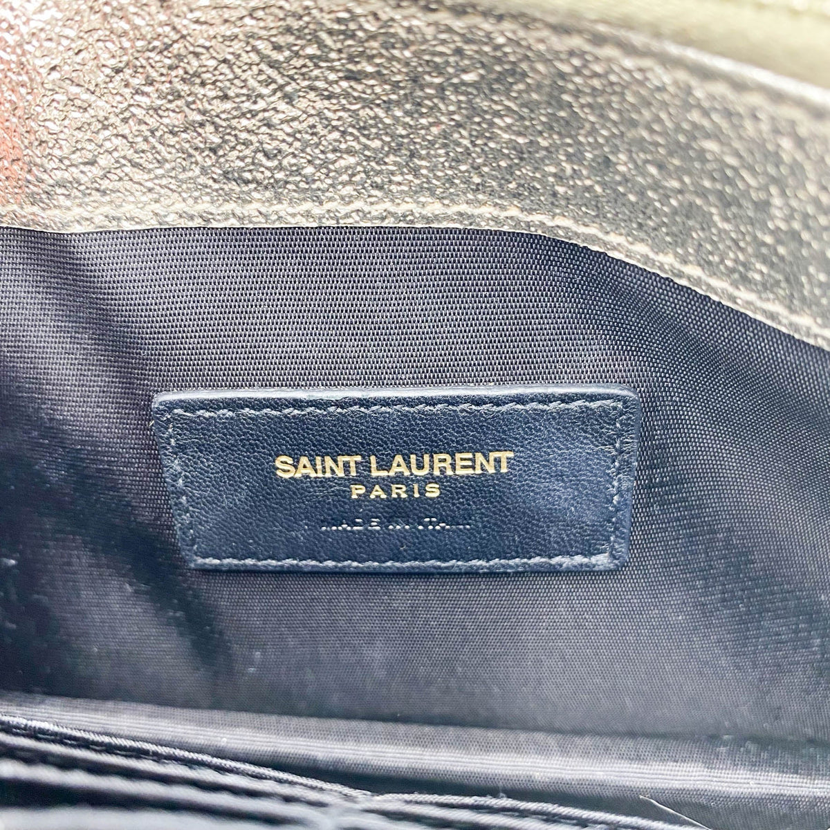 Saint Laurent Chain Wallet Monogram Envelope Metallic Calfskin Matelasse Chevron Pale Gold Leather Shoulder Bag - image 17