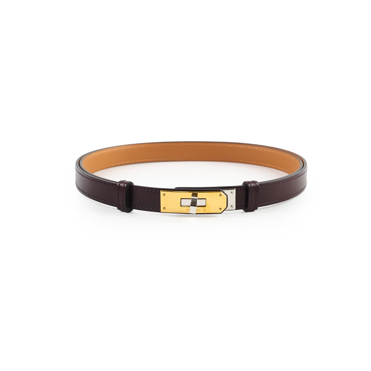 Hermes Kelly Belt Dark Brown Two Tone Hardware - photo 1