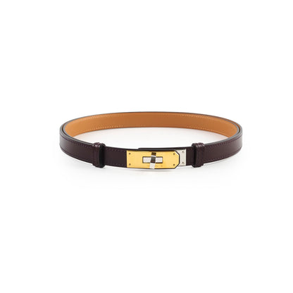 Hermes Kelly Belt Dark Brown Two Tone Hardware - photo 1