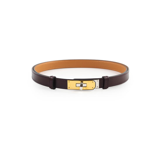 Hermes Kelly Belt Dark Brown Two Tone Hardware - photo 1