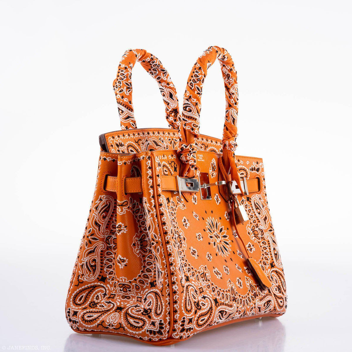 Jay Ahr Vintage 2013 Hermes Birkin 30 Orange Epsom Bandana Embroidery "Rio de Janeiro" - image 21