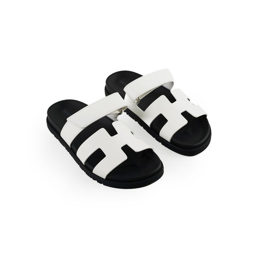 Hermes Chypre Sandals Size 37.5 White - photo 1
