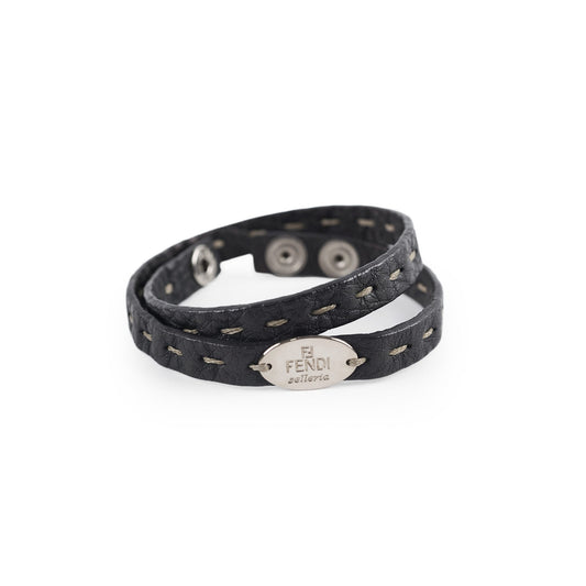 Fendi Leather Selleria Bracelet Black - photo 1