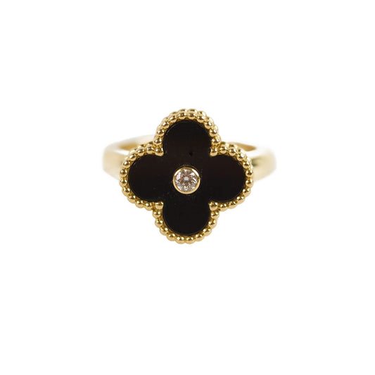 Van Cleef & Arpels Vintage Alhambra Onxy Diamond Ring Size 52 - photo 1