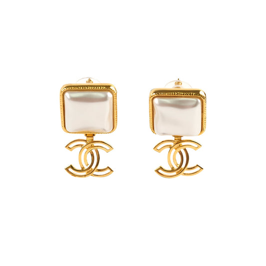 Chanel Square Pearl Drop CC Earrings - photo 1