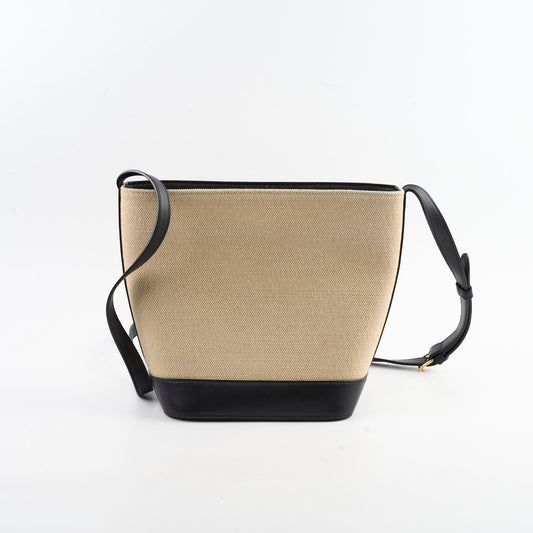 Celine Triiomphe Canvas Calfskin Bucket Bag Beige/Black - photo 2