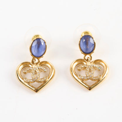 Chanel CC Crystal Heart Drop Earrings - photo 3