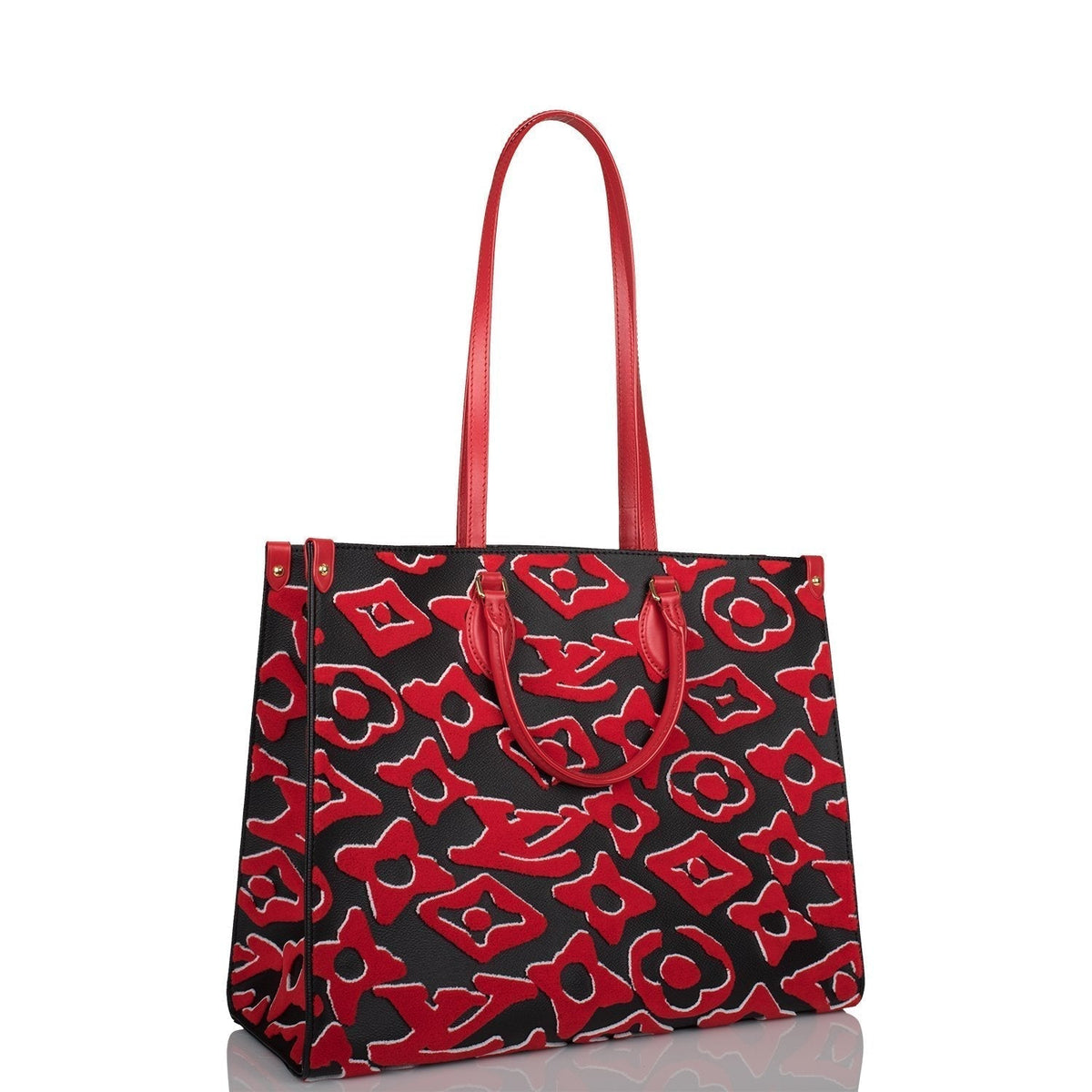 LV Onthego X Uf Black and Tufted Gm Red Monogram Canvas Tote - image 1