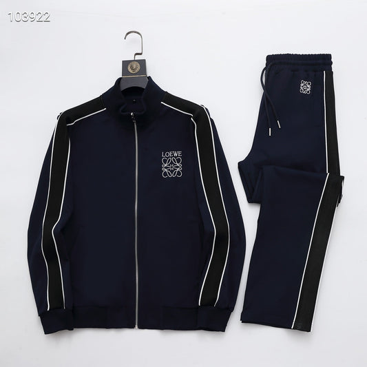 Loewe Anagram Tracksuit Set - Navy Blue Technical Knit Zip Jacket & Pants - photo 1