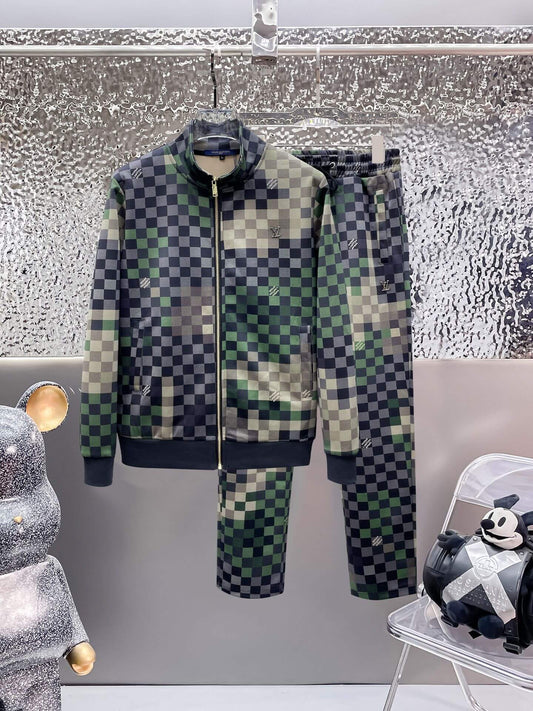 Louis Vuitton Damier Pop Technical Jersey Tracksuit Green Pixel - photo 1