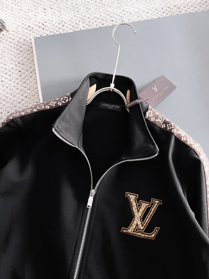 Louis Vuitton LV Monogram Side Stripe Tracksuit - Black Technical Knit Zip Jacket & Pants Set - photo 5