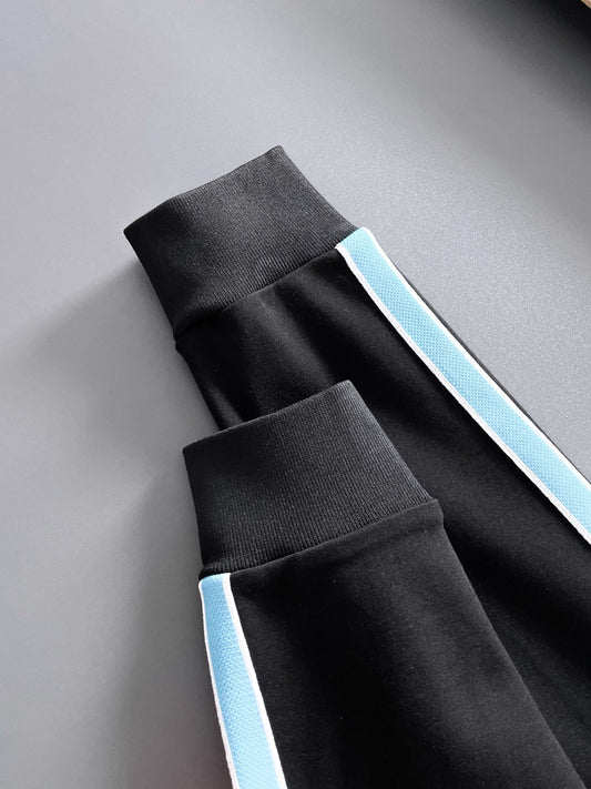 Louis Vuitton LV Technical Knit Tracksuit - Black with Blue Side Stripe Jacket and Pants Set - photo 2